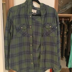 TNA plaid shirt with hoodie